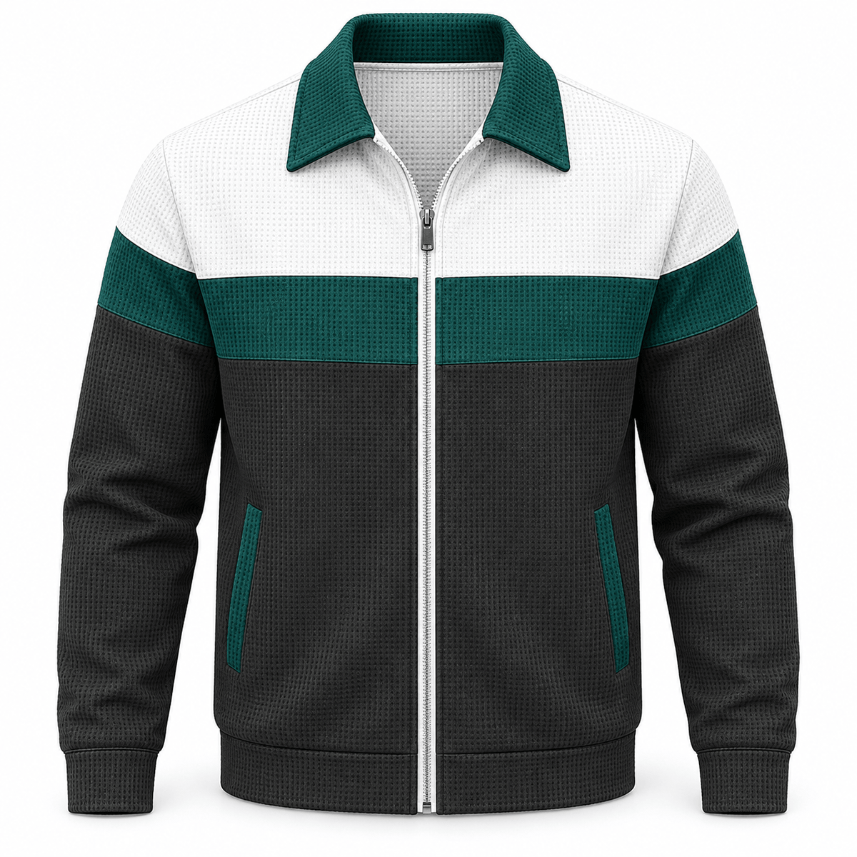 Men's Leandro Waffle-Knit Colour-Block Jacket