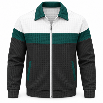 Men's Leandro Waffle-Knit Colour-Block Jacket