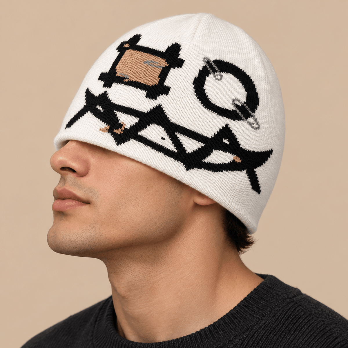 Unisex Salem Distressed Ghost Knit Beanie