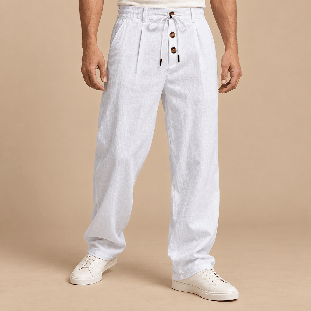 Men's Callan Relaxed Cotton-Linen Drawstring Trousers