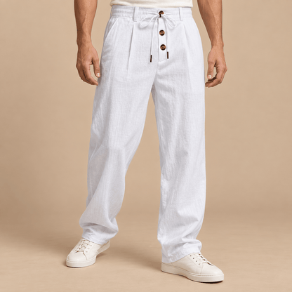 Men's Callan Relaxed Cotton-Linen Drawstring Trousers