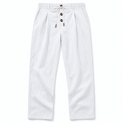 Men's Callan Relaxed Cotton-Linen Drawstring Trousers