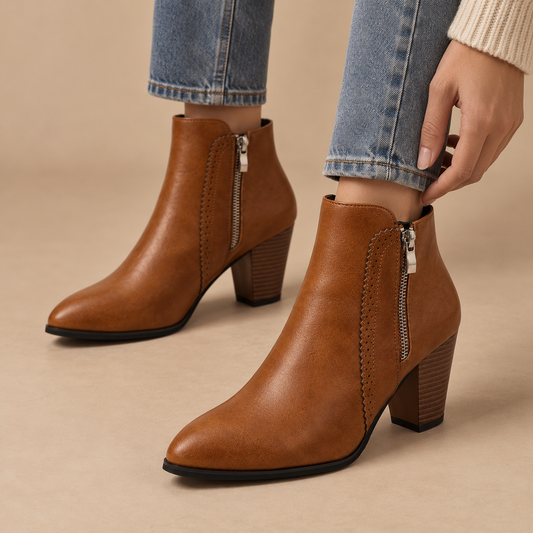Women's Amara Scalloped Block Heel Ankle Boots