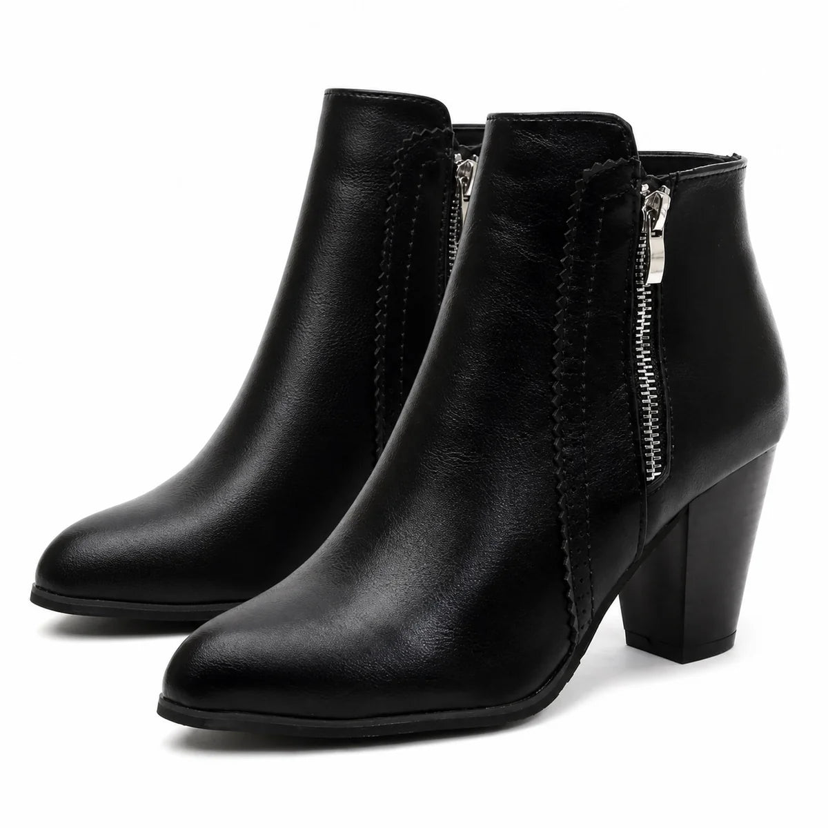 Women's Amara Scalloped Block Heel Ankle Boots