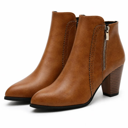 Women's Amara Scalloped Block Heel Ankle Boots