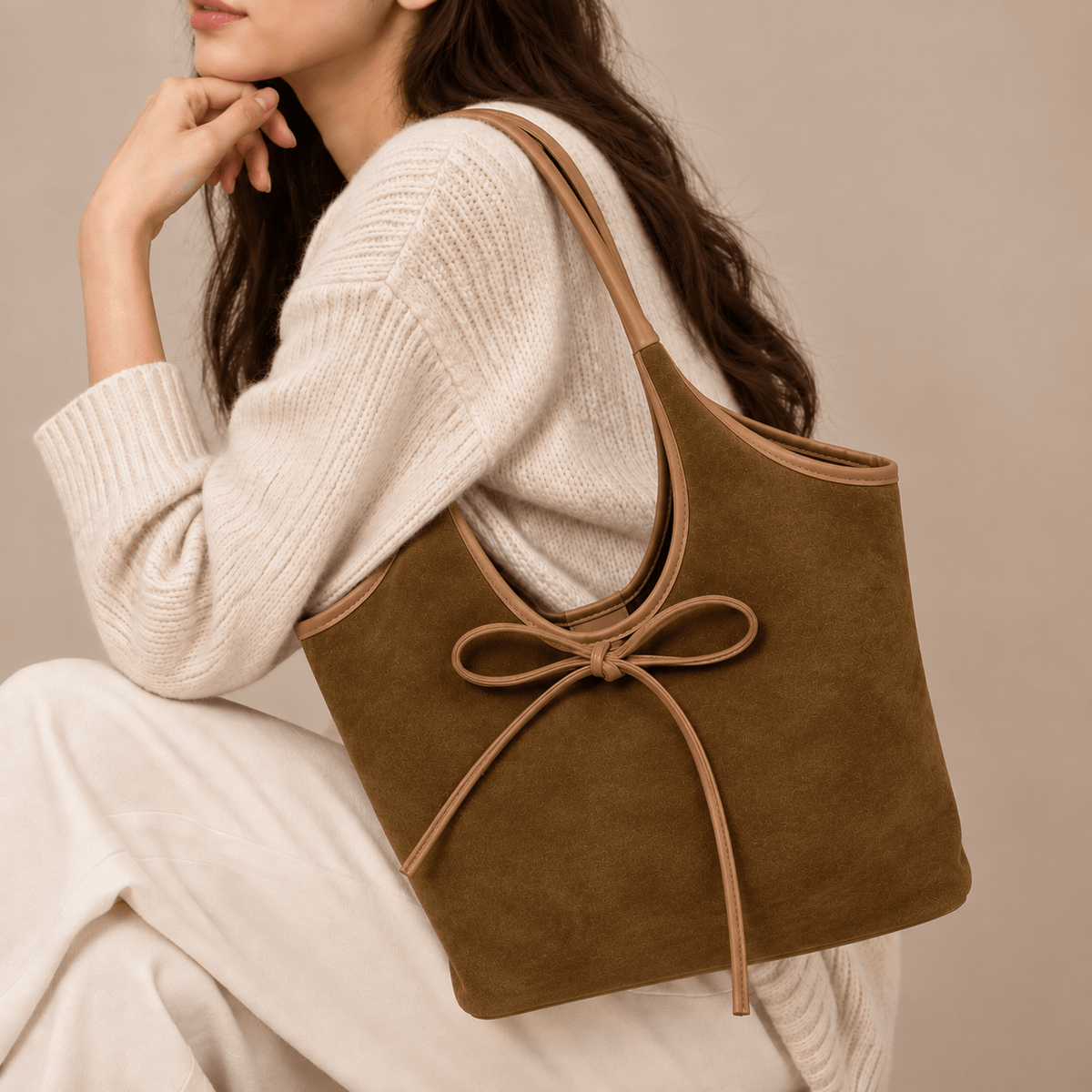 Women's Amelie Suede-Style Bow Shoulder Bag