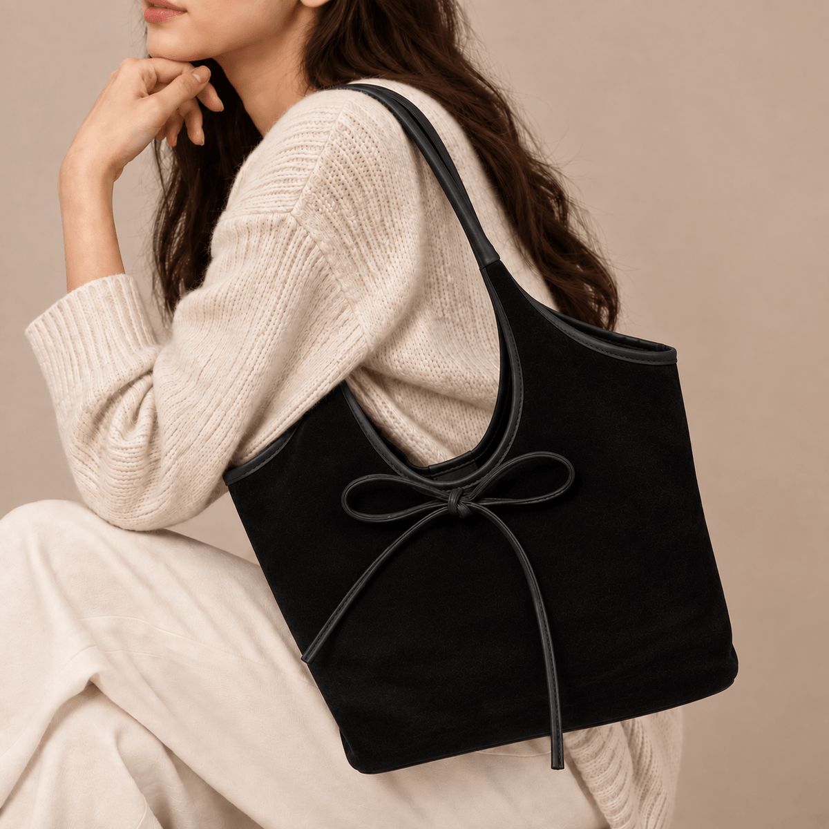 Women's Amelie Suede-Style Bow Shoulder Bag