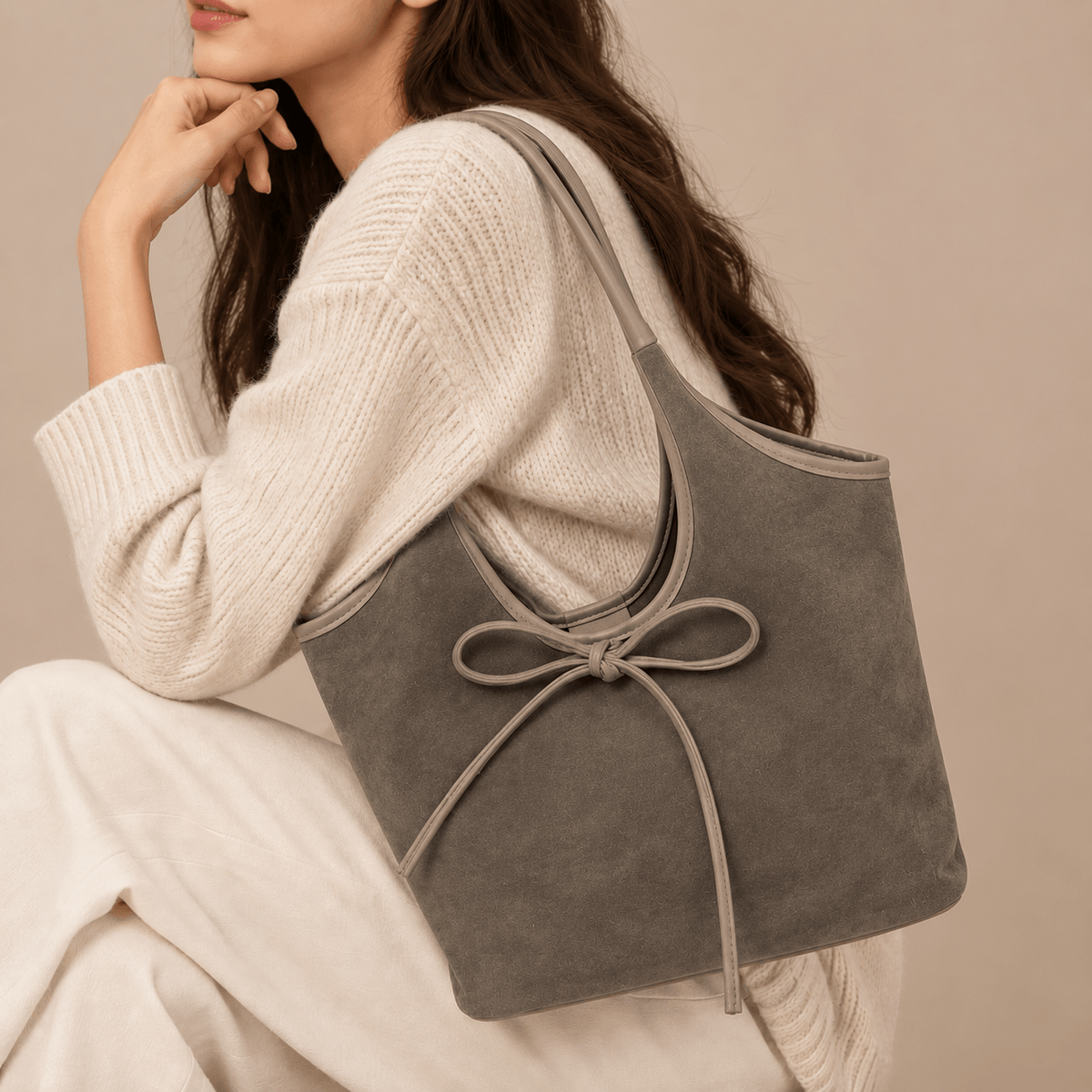 Women's Amelie Suede-Style Bow Shoulder Bag