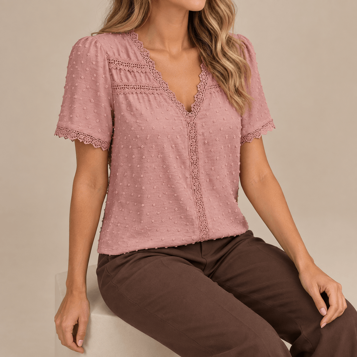 Women's Amelie Swiss-Dot Lace Blouse