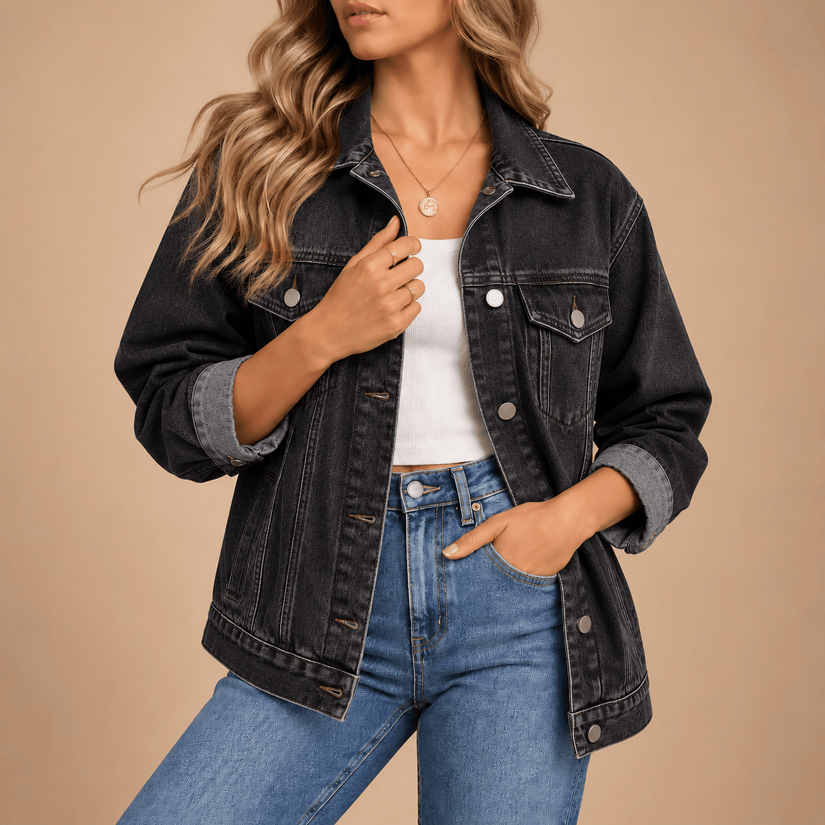 Women's Aurelia Gold-Detail Denim Jacket