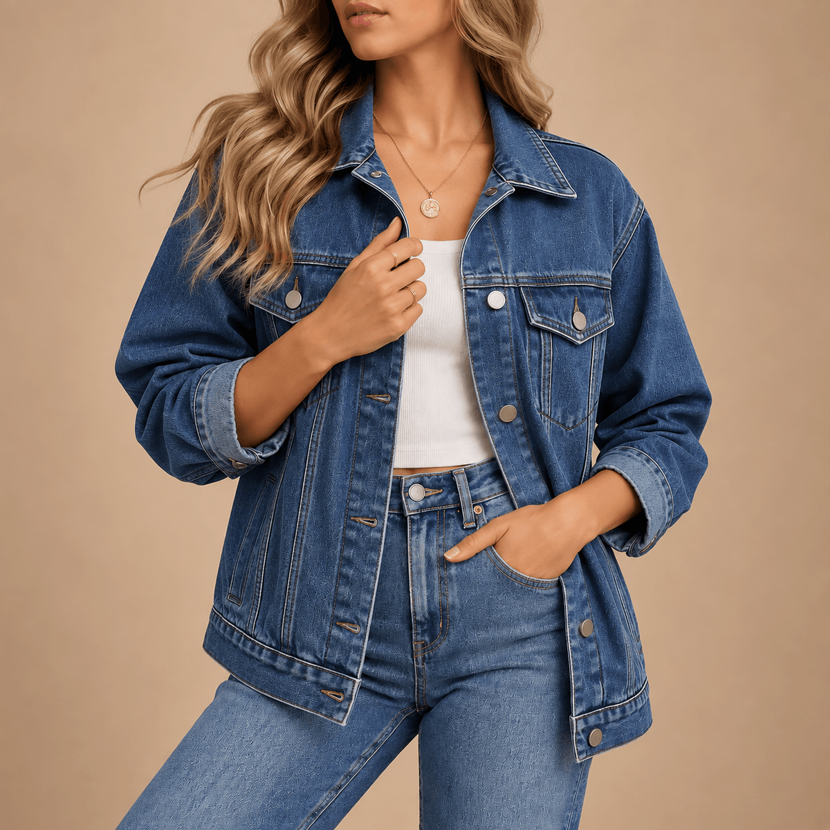 Women's Aurelia Gold-Detail Denim Jacket