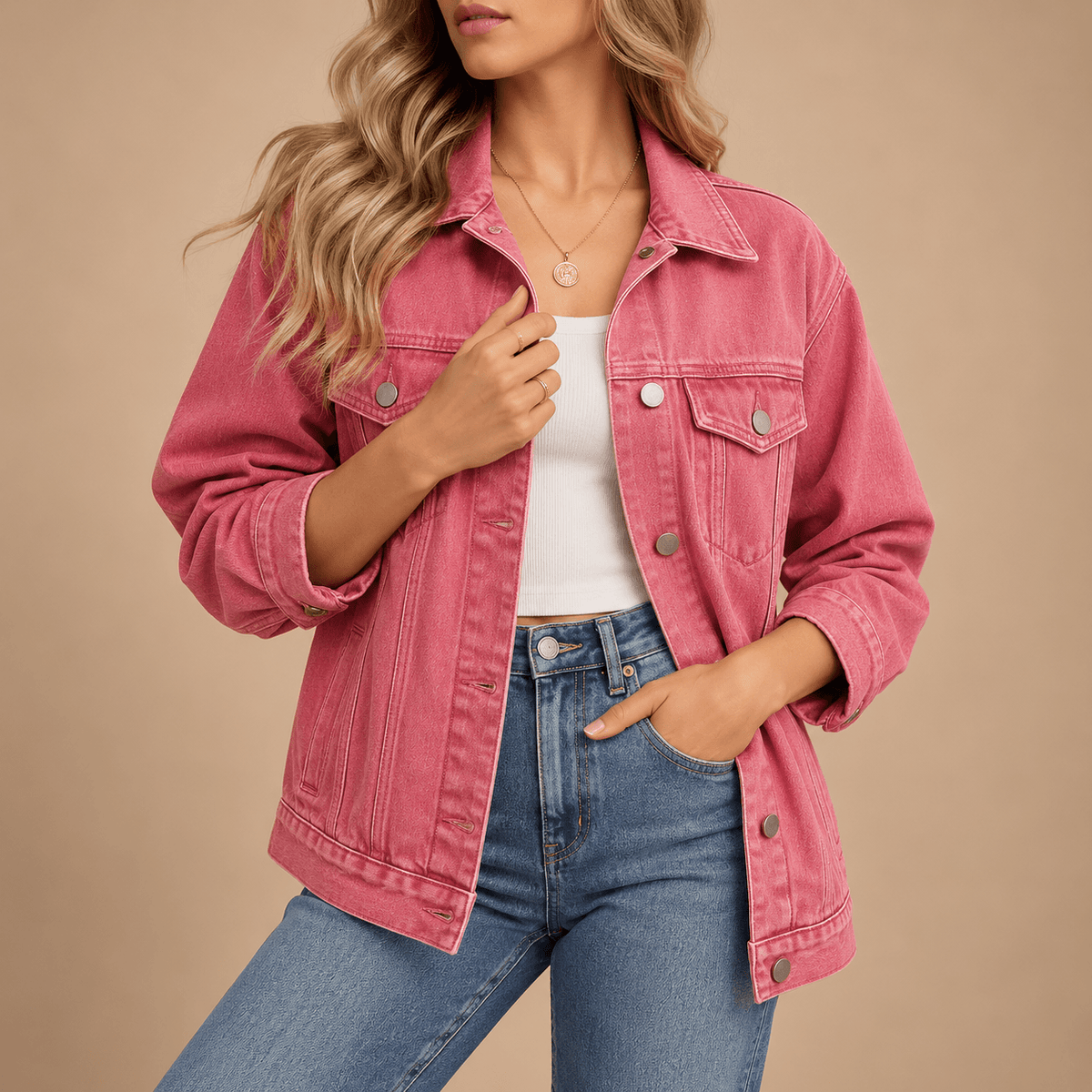 Women's Aurelia Gold-Detail Denim Jacket
