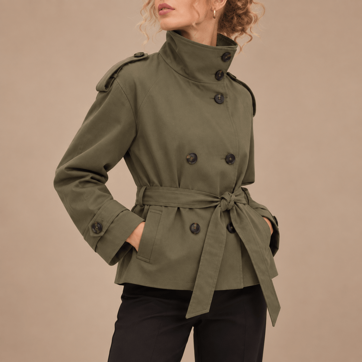 Women's Aveline Funnel-Neck Trench Jacket