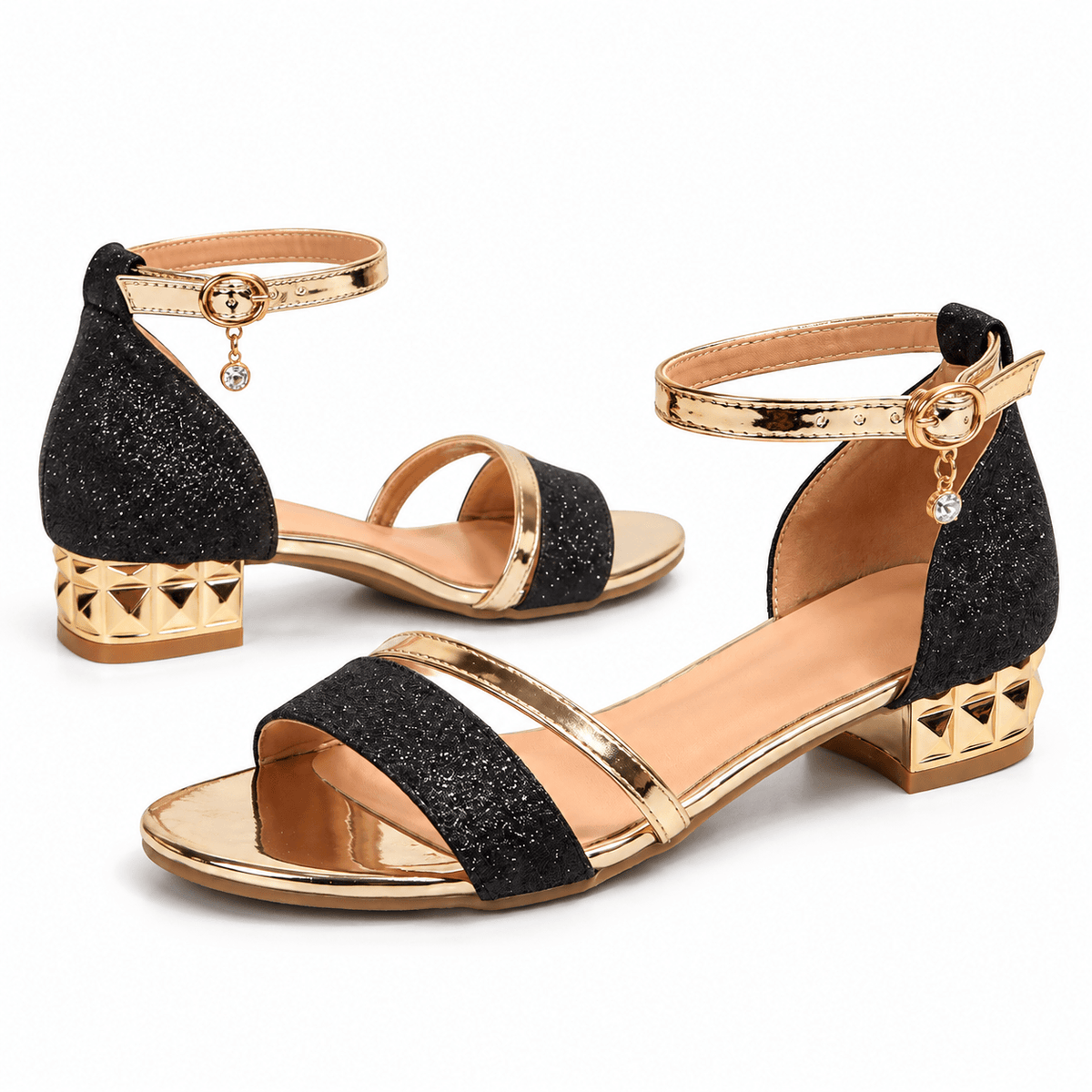 Women's Celestine Shimmer Strap Block-Heel Sandals
