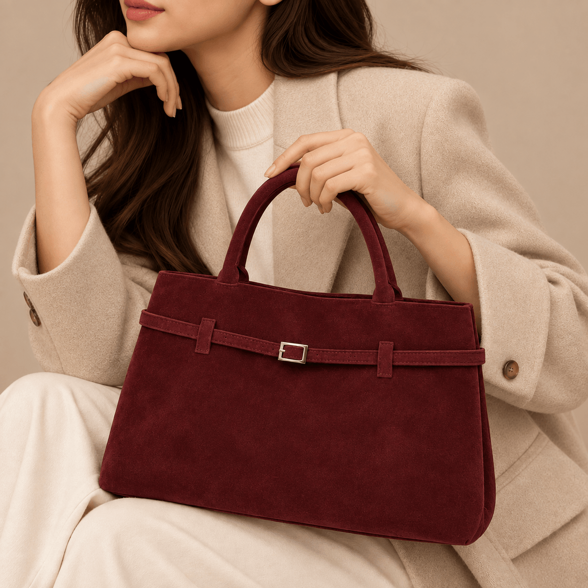 Women's Elara Suede Buckle Shoulder Bag