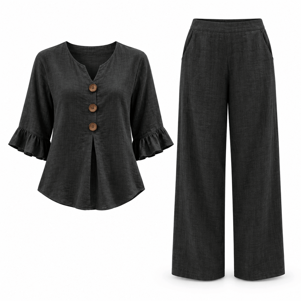 Women's Elodie Breezy Ruffle-Sleeve Trouser Set
