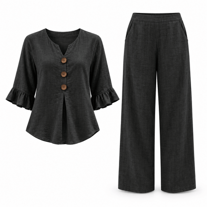 Women's Elodie Breezy Ruffle-Sleeve Trouser Set