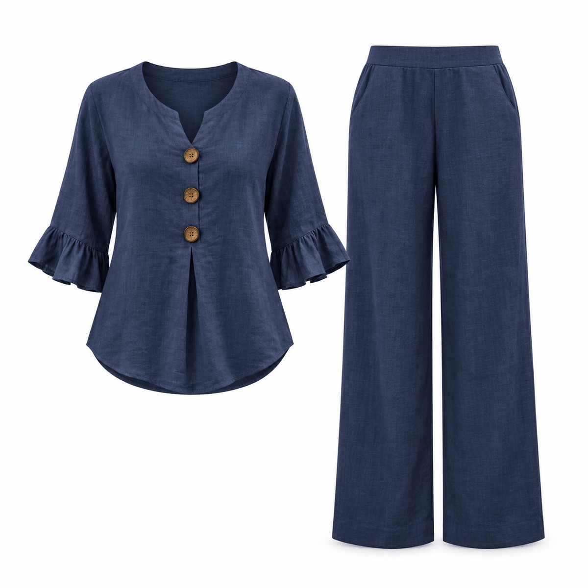 Women's Elodie Breezy Ruffle-Sleeve Trouser Set