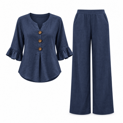Women's Elodie Breezy Ruffle-Sleeve Trouser Set