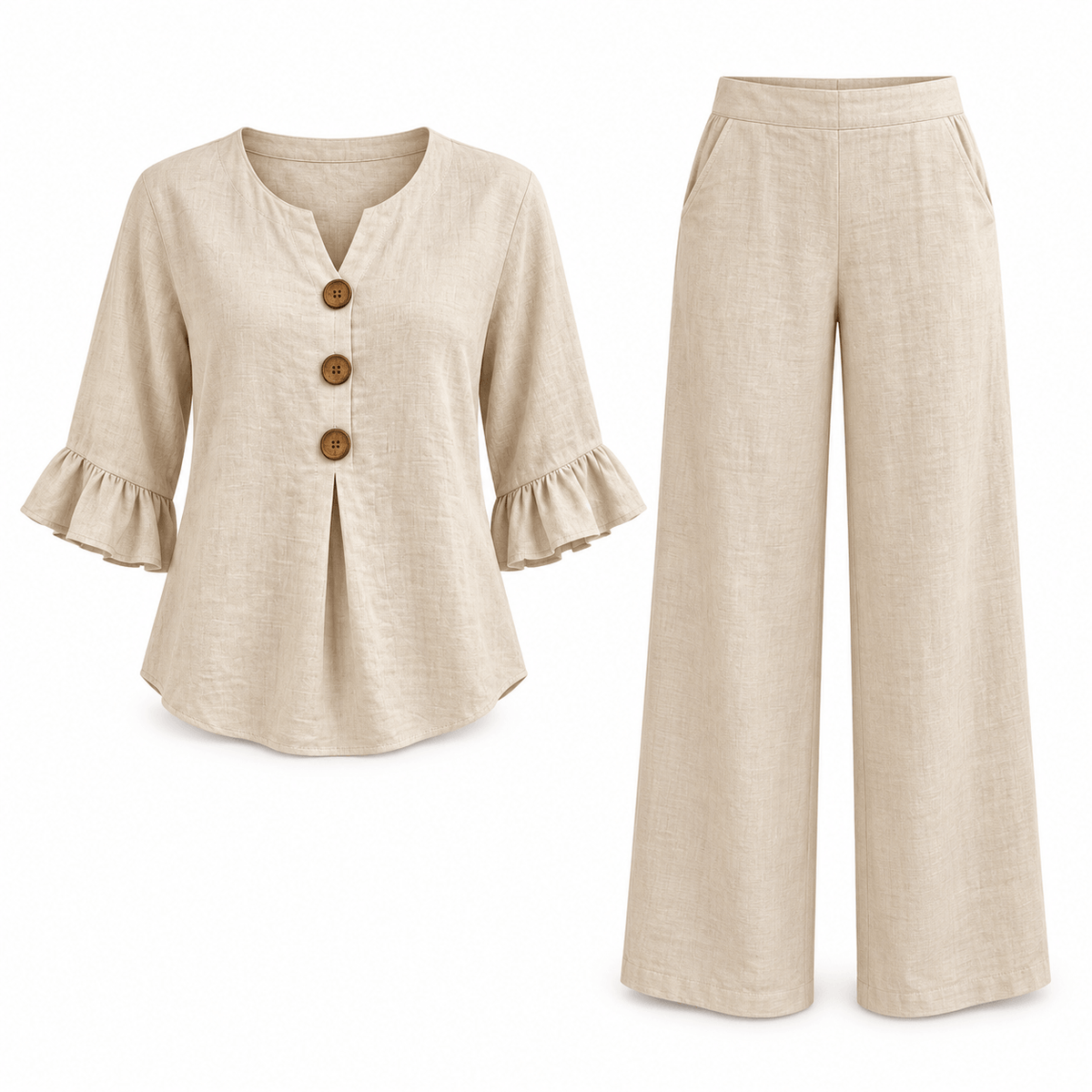 Women's Elodie Breezy Ruffle-Sleeve Trouser Set