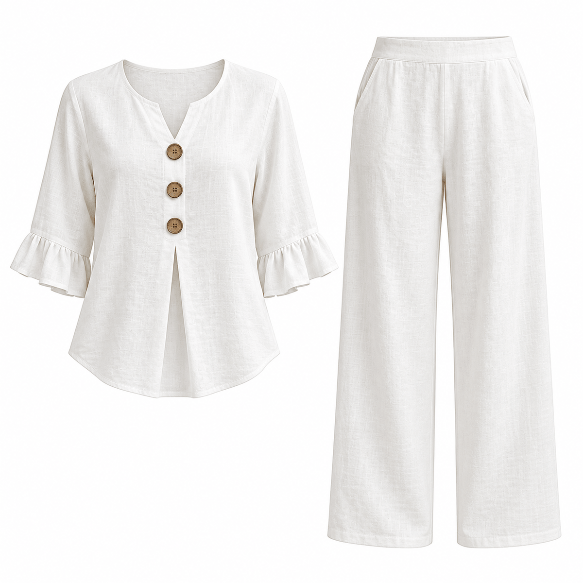 Women's Elodie Breezy Ruffle-Sleeve Trouser Set