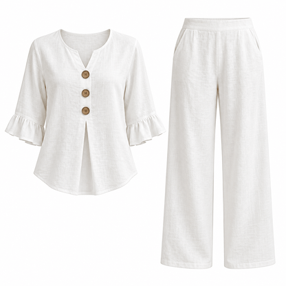 Women's Elodie Breezy Ruffle-Sleeve Trouser Set