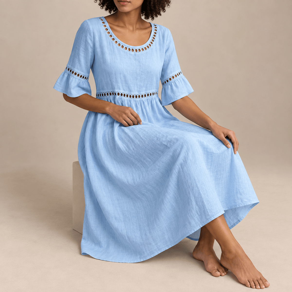 Women's Elowen Breezy Linen-Blend Midi Dress