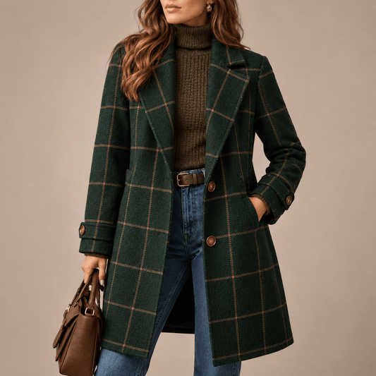 Women's Elowen Checked Wool-Blend Coat
