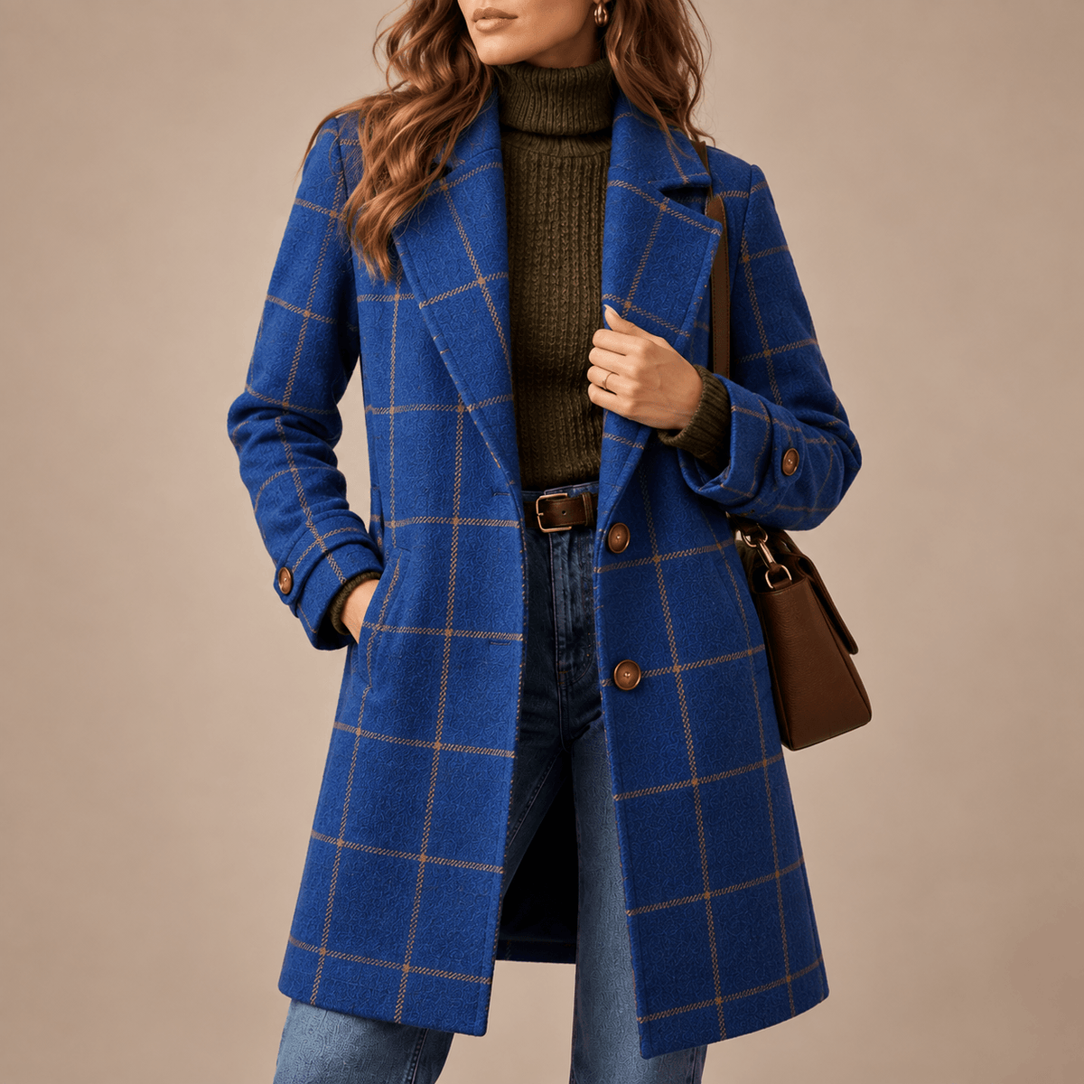 Women's Elowen Checked Wool-Blend Coat