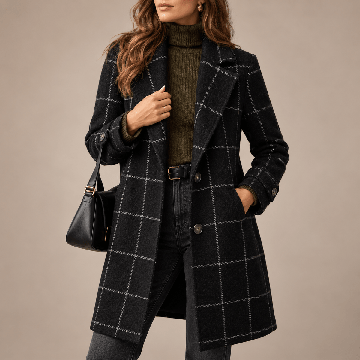 Women's Elowen Checked Wool-Blend Coat