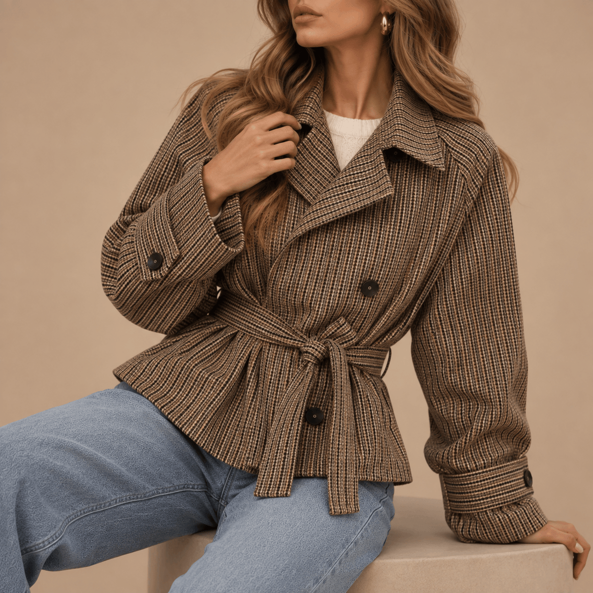 Women's Elowen Heritage Check Tie-Waist Jacket