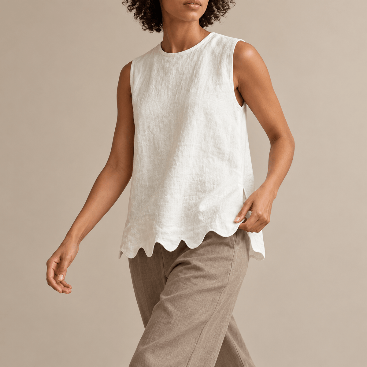 Women's Marielle Scallop-Hem Summer Top