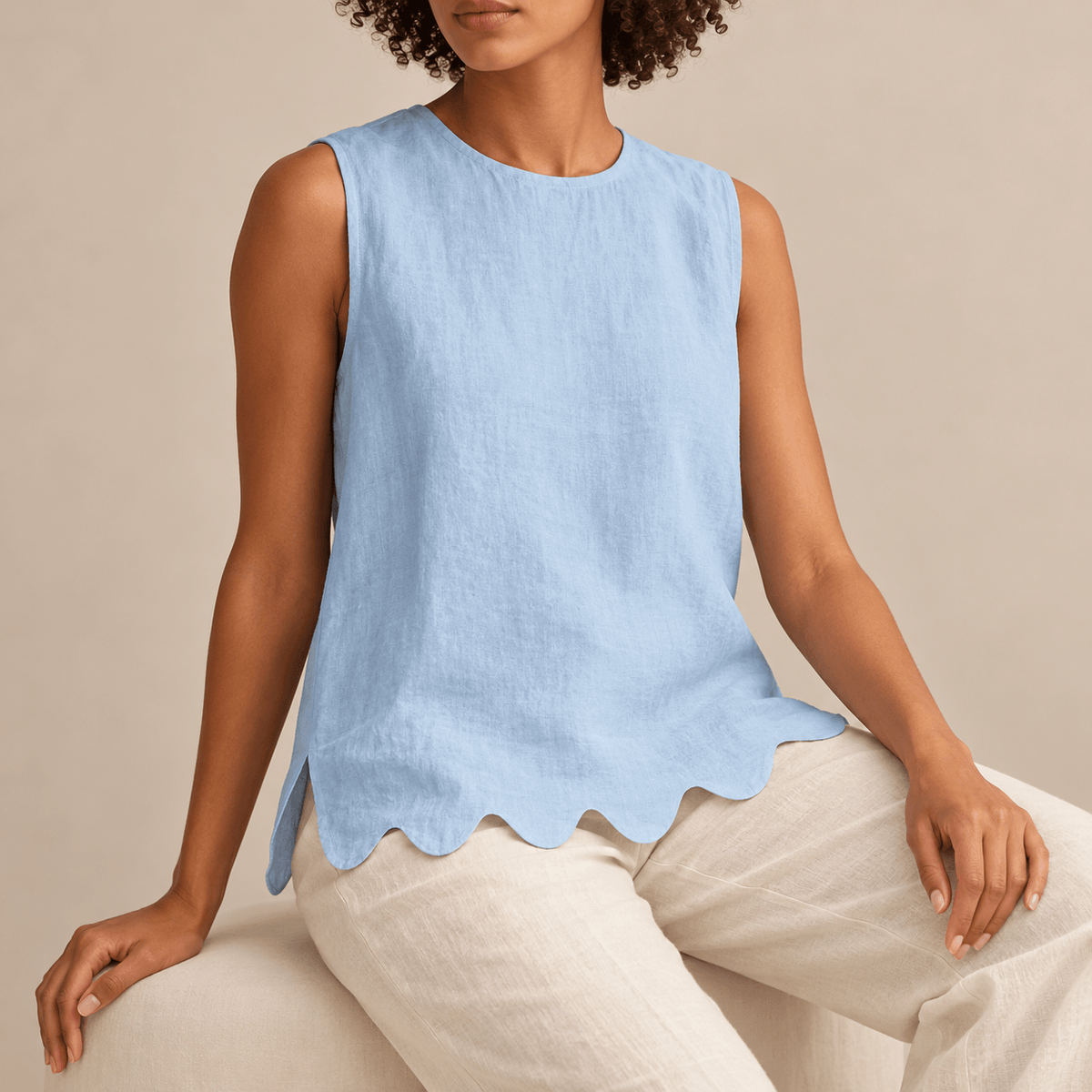 Women's Marielle Scallop-Hem Summer Top
