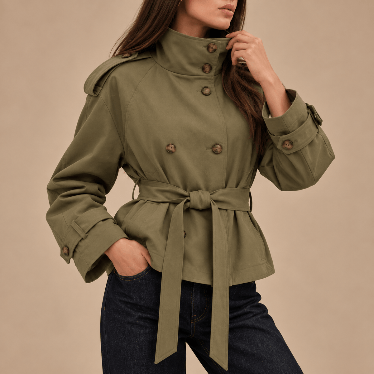 Women's Seraphine Cropped Military Trench Jacket