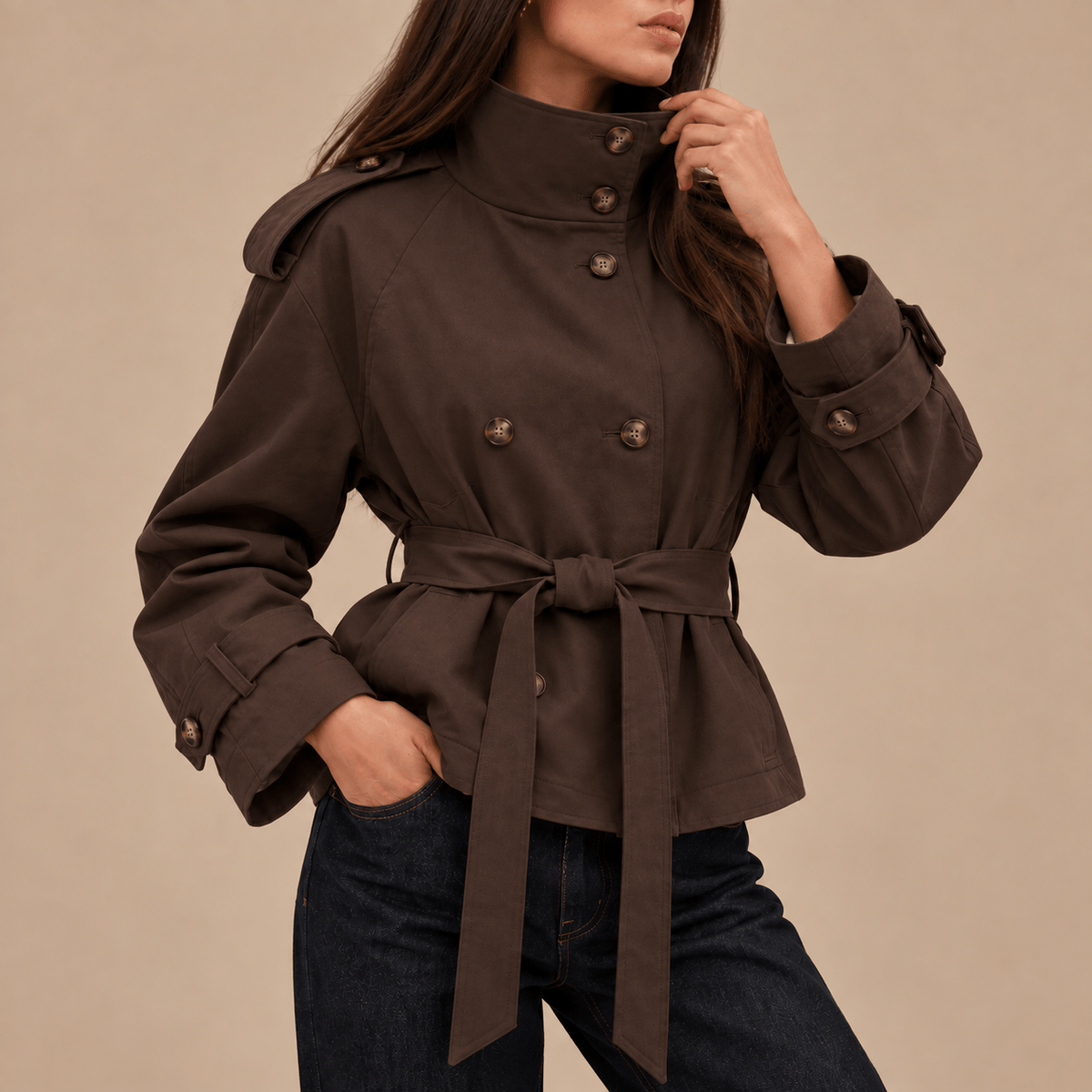 Women's Seraphine Cropped Military Trench Jacket