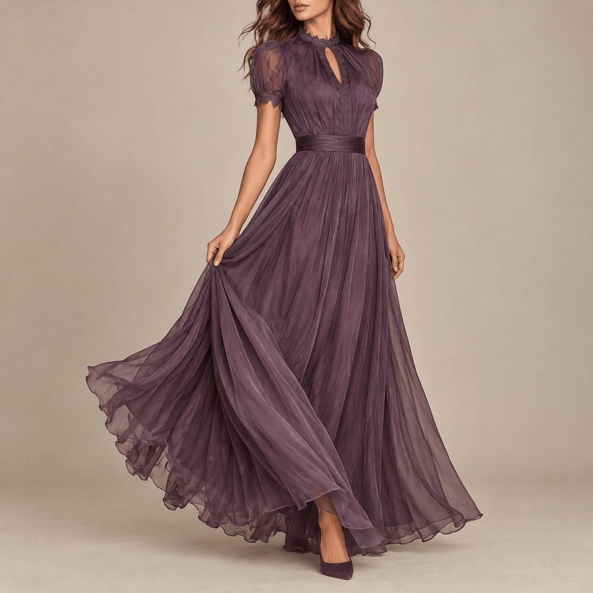 Women's Seraphine Lace-Trim Chiffon Occasion Dress