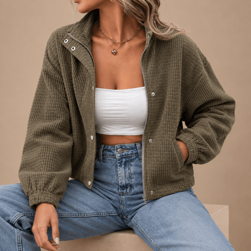 Women's Talia Waffle-Texture Cropped Jacket