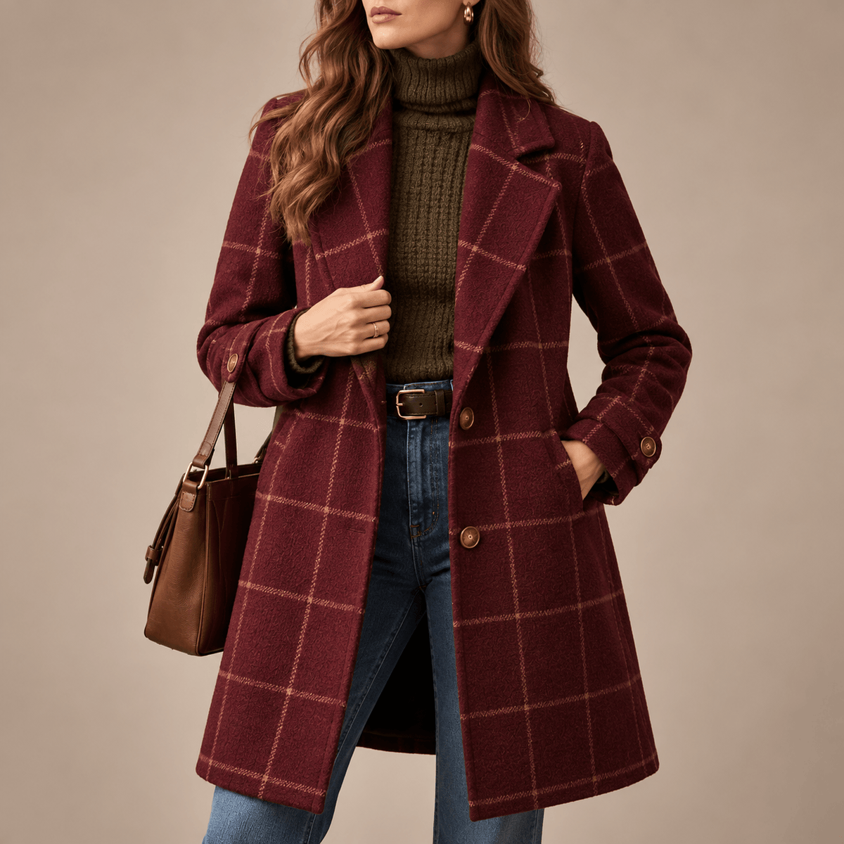 Women's Elowen Checked Wool-Blend Coat