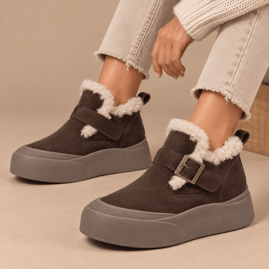 Women's Elowen Leather Fleece-Lined Snow Boots