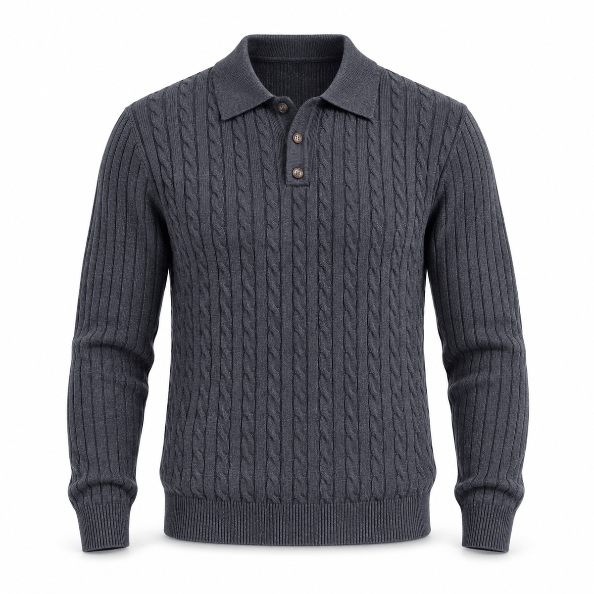 Men's Aurelio Cable-Knit Polo Jumper