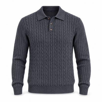 Men's Aurelio Cable-Knit Polo Jumper