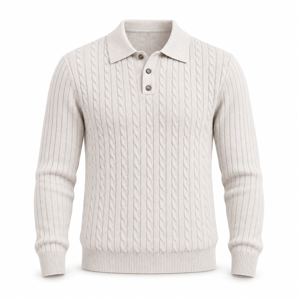 Men's Aurelio Cable-Knit Polo Jumper