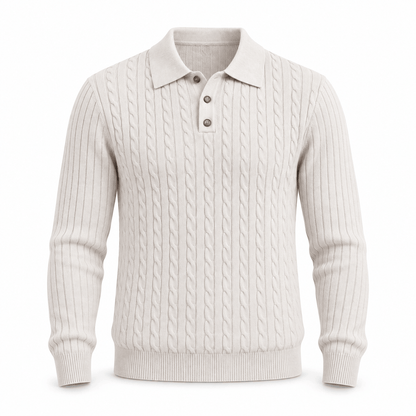 Men's Aurelio Cable-Knit Polo Jumper