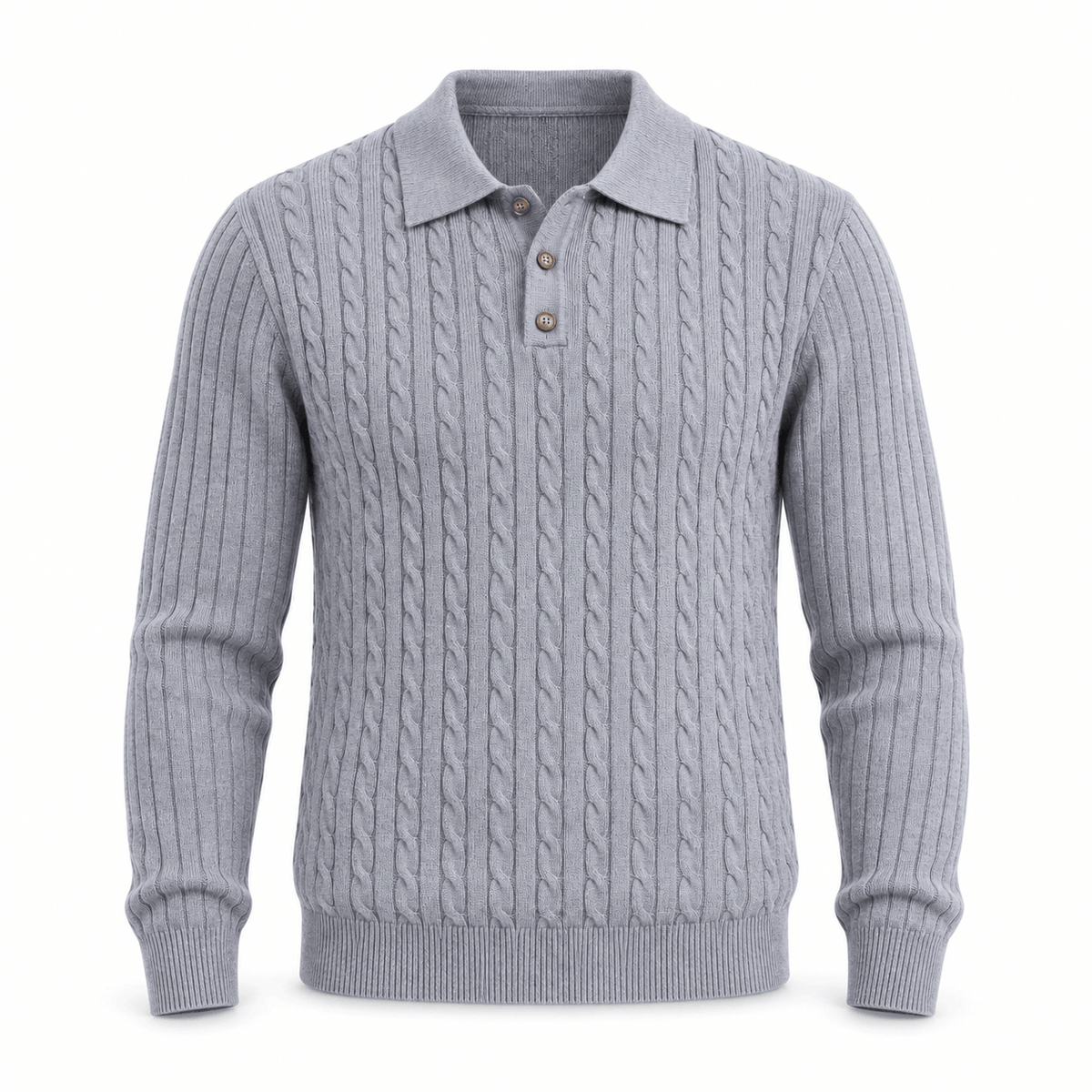 Men's Aurelio Cable-Knit Polo Jumper