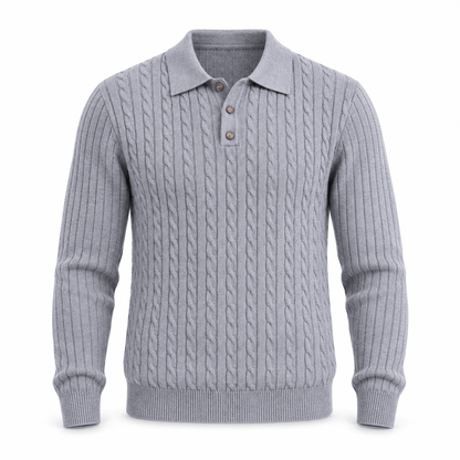 Men's Aurelio Cable-Knit Polo Jumper