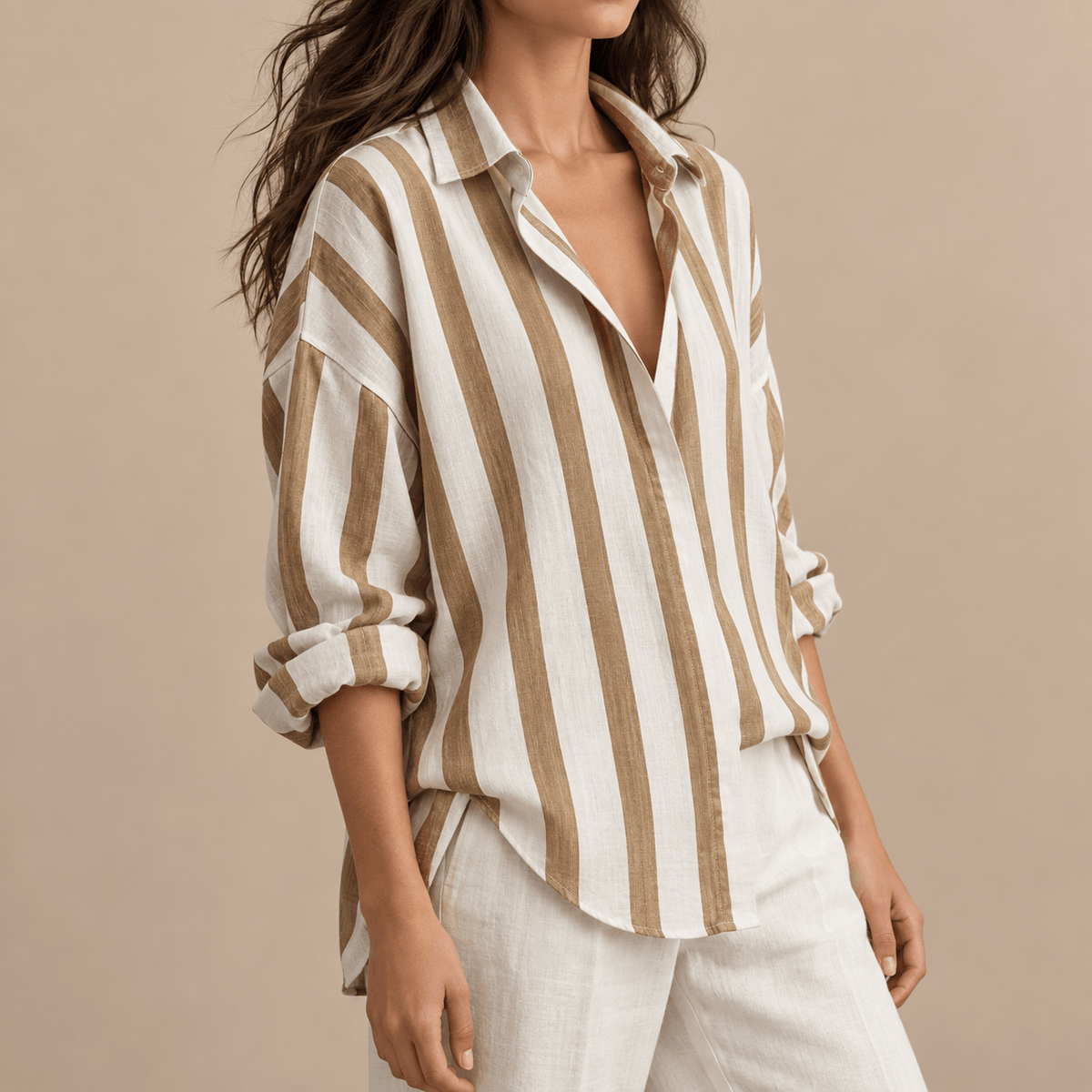 Women's Marcella Vertical-Stripe Linen-Style Shirt