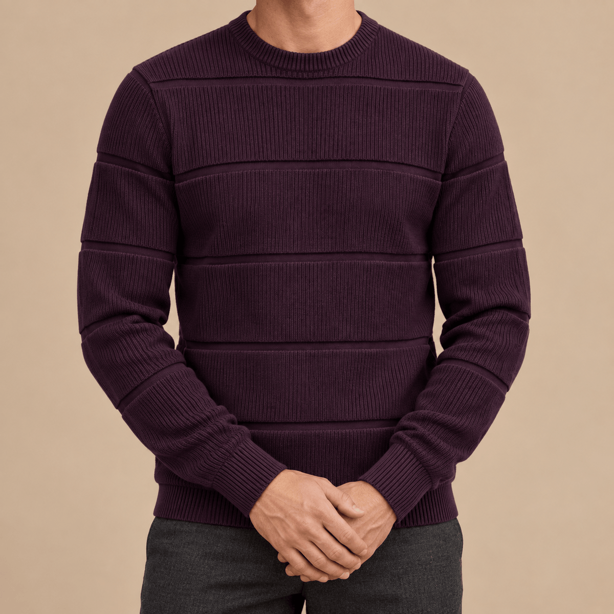 Men's Cedric Textured Panel Crew-Neck Jumper