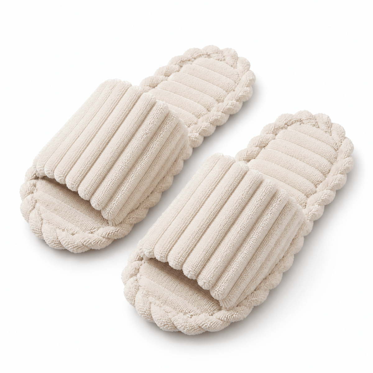 Women's Celeste Ribbed Plush Open-Toe Slippers