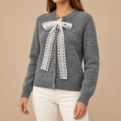Women's Celestine Lace Bow Jumper Cardigan
