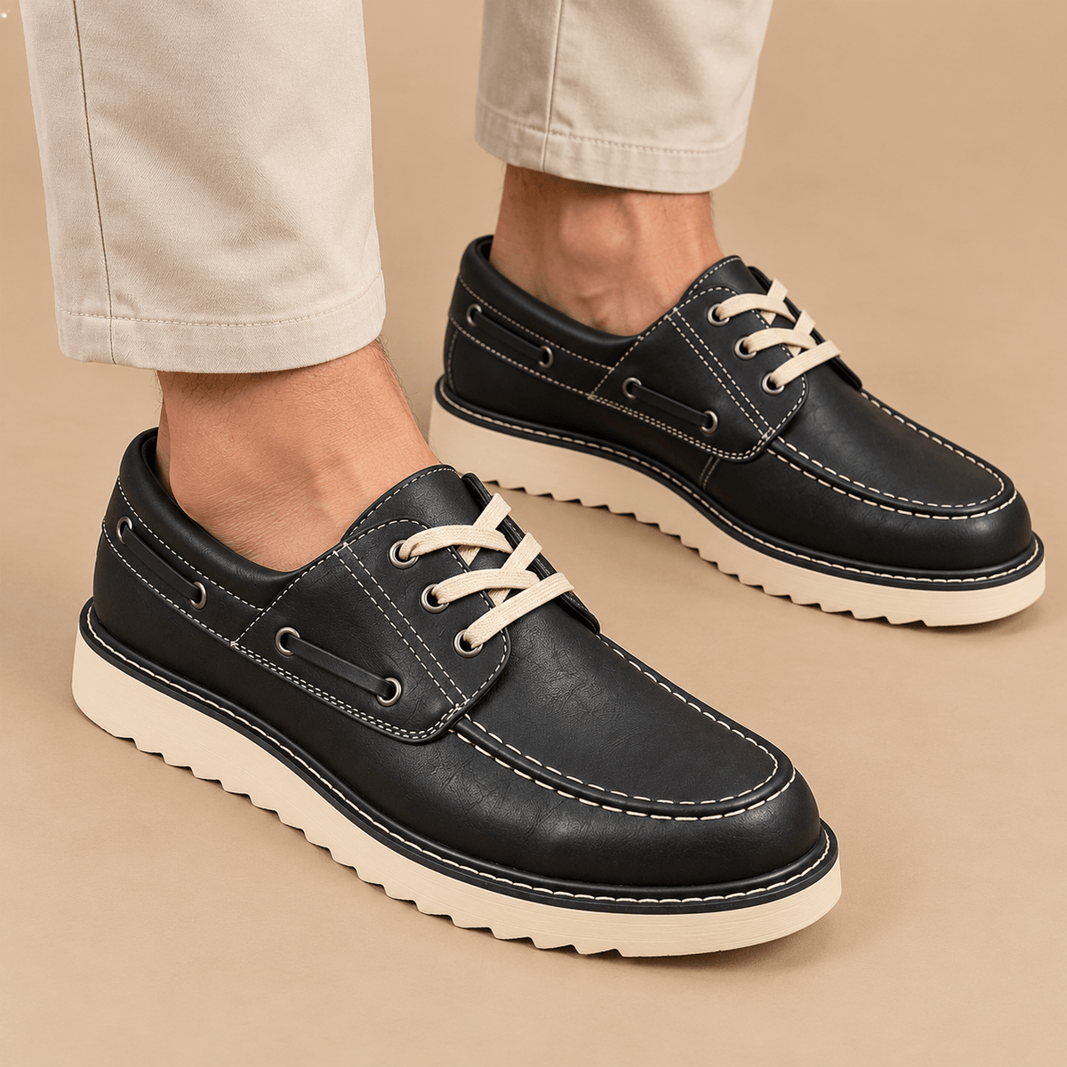 Men's Corwin Retro Moc-Toe Lace-Up Boat Shoes